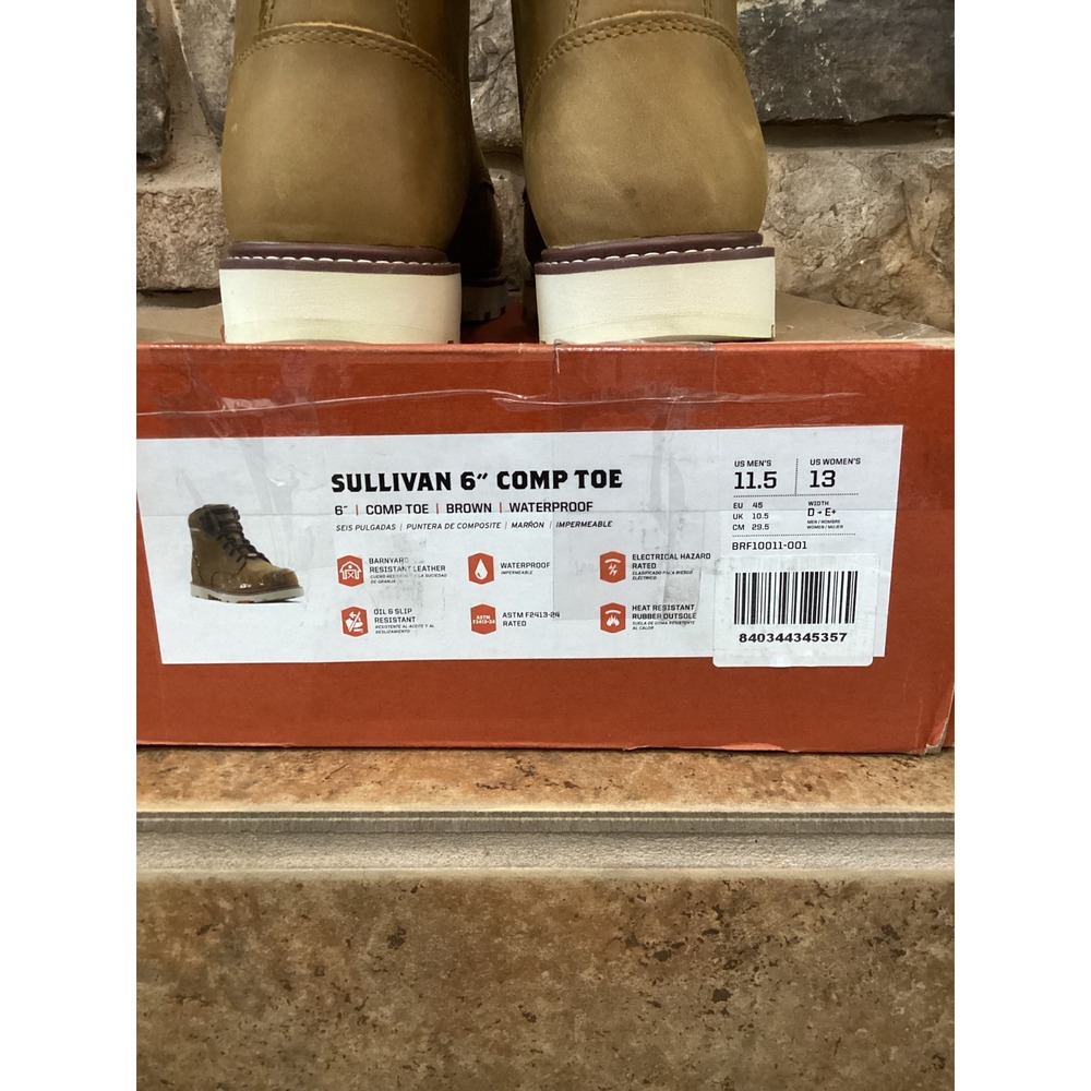 BRUNT Sullivan 6" Comp Toe Waterproof Work Boots Brown Mens 11.5 BRF10011-001 - Picture 8 of 8